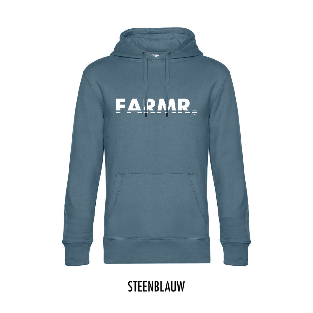 FARMR. Kleuren Hoodie met wit fade logo