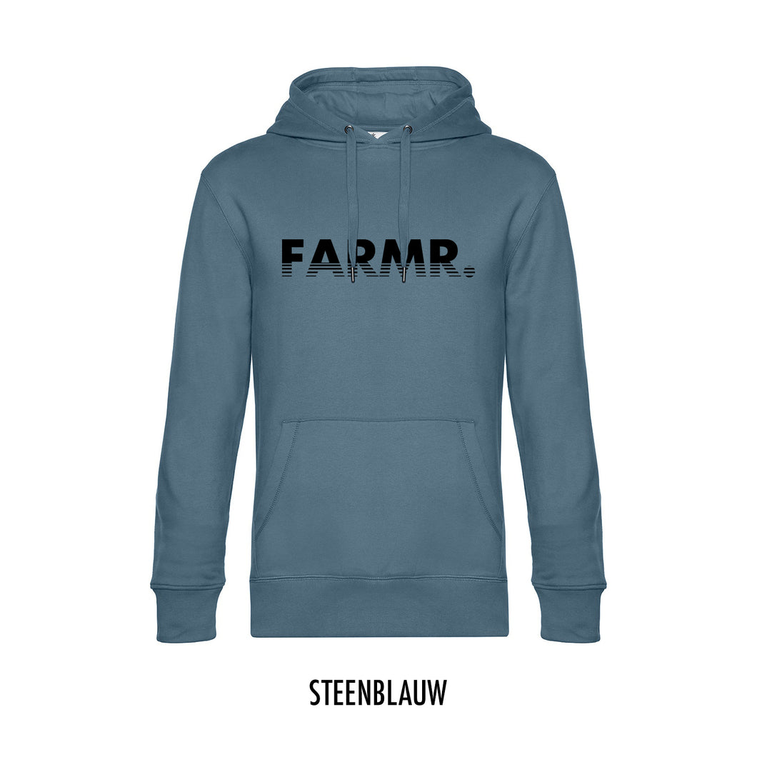 FARMR. Kleuren Hoodie met zwart fade logo