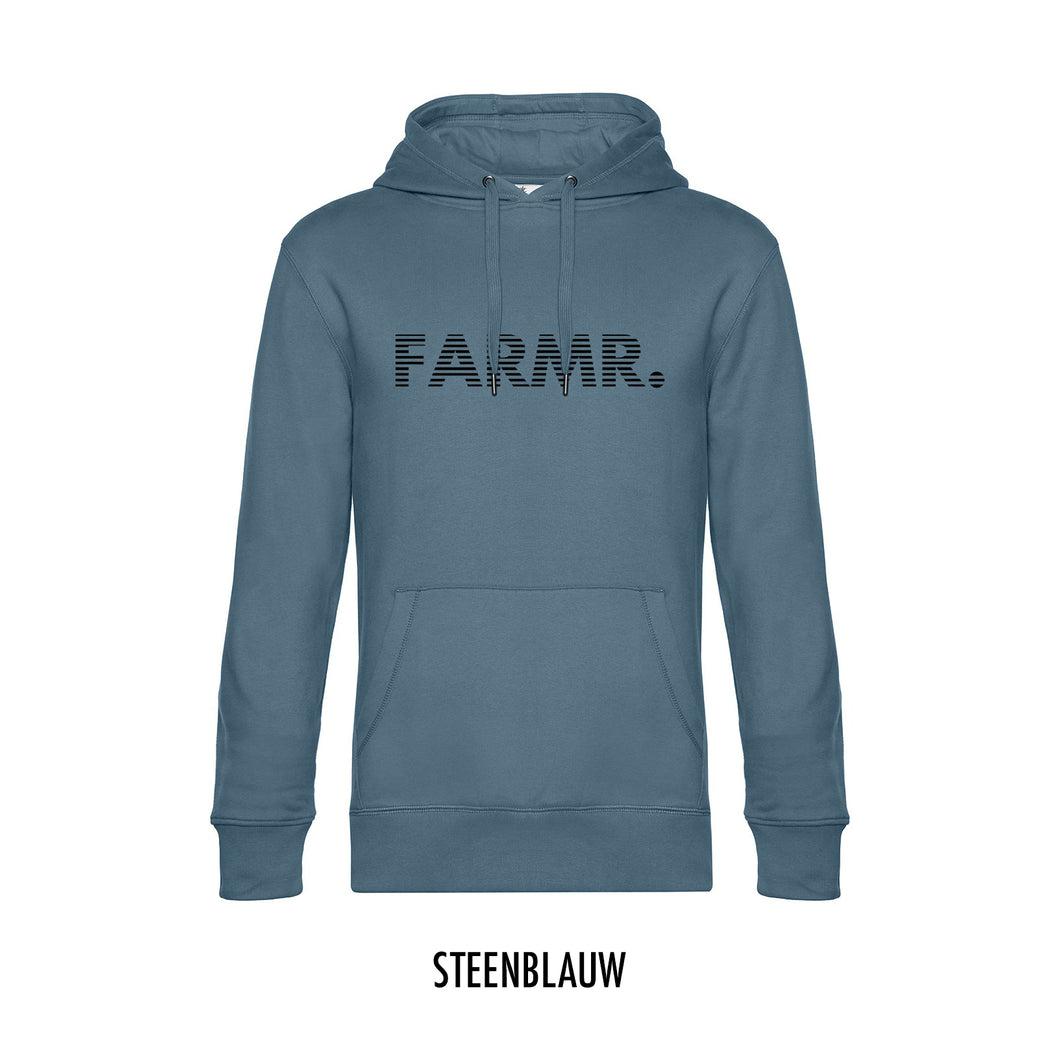 FARMR. Kleuren Hoodie met zwart stripe logo