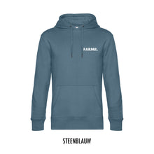 Load image into Gallery viewer, FARMR. Kleuren Hoodie met kleine witte volle letters
