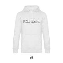 Afbeelding in Gallery-weergave laden, FARMR. Basic Hoodie met grote zwarte open letters
