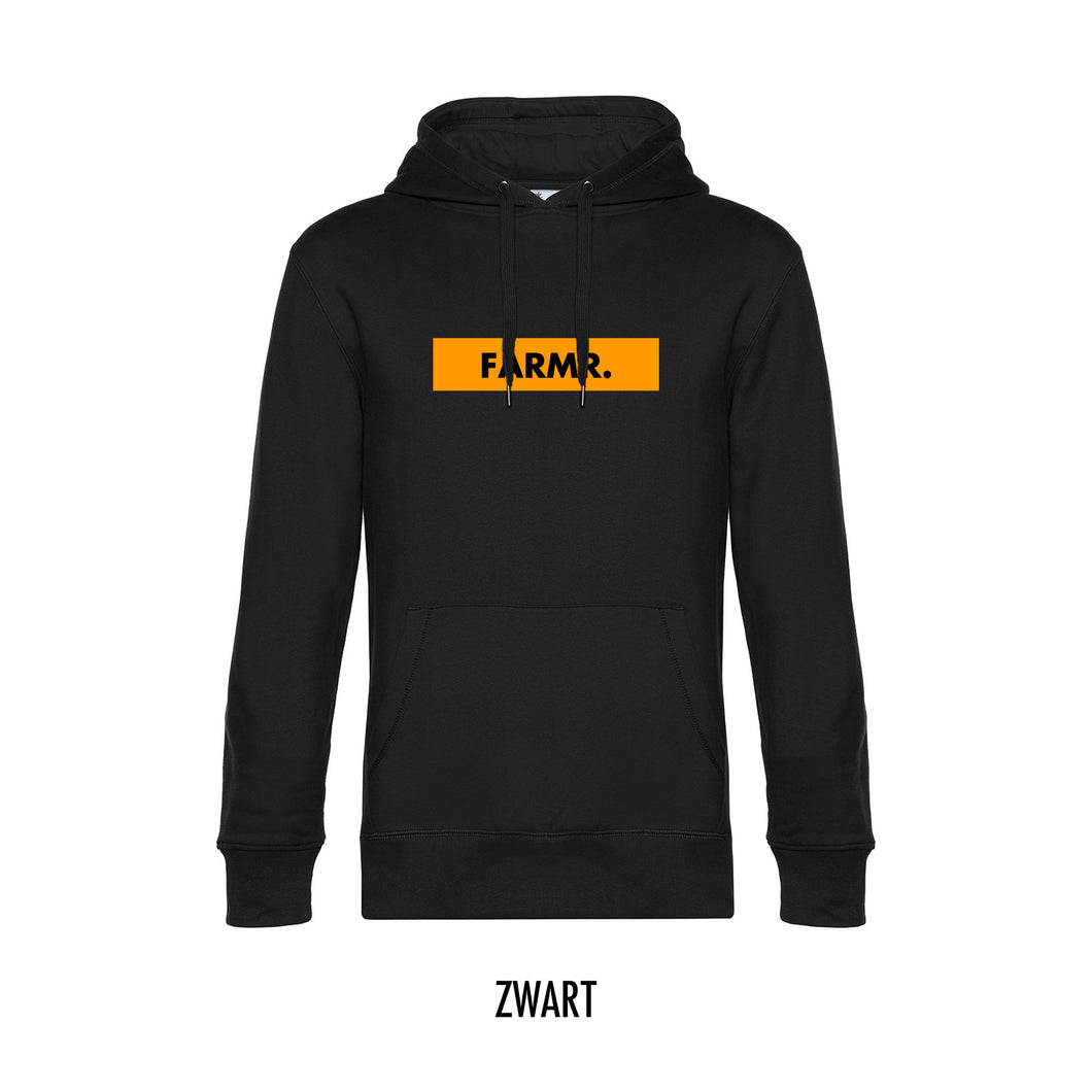 FARMR. Basic Hoodie met geel block logo