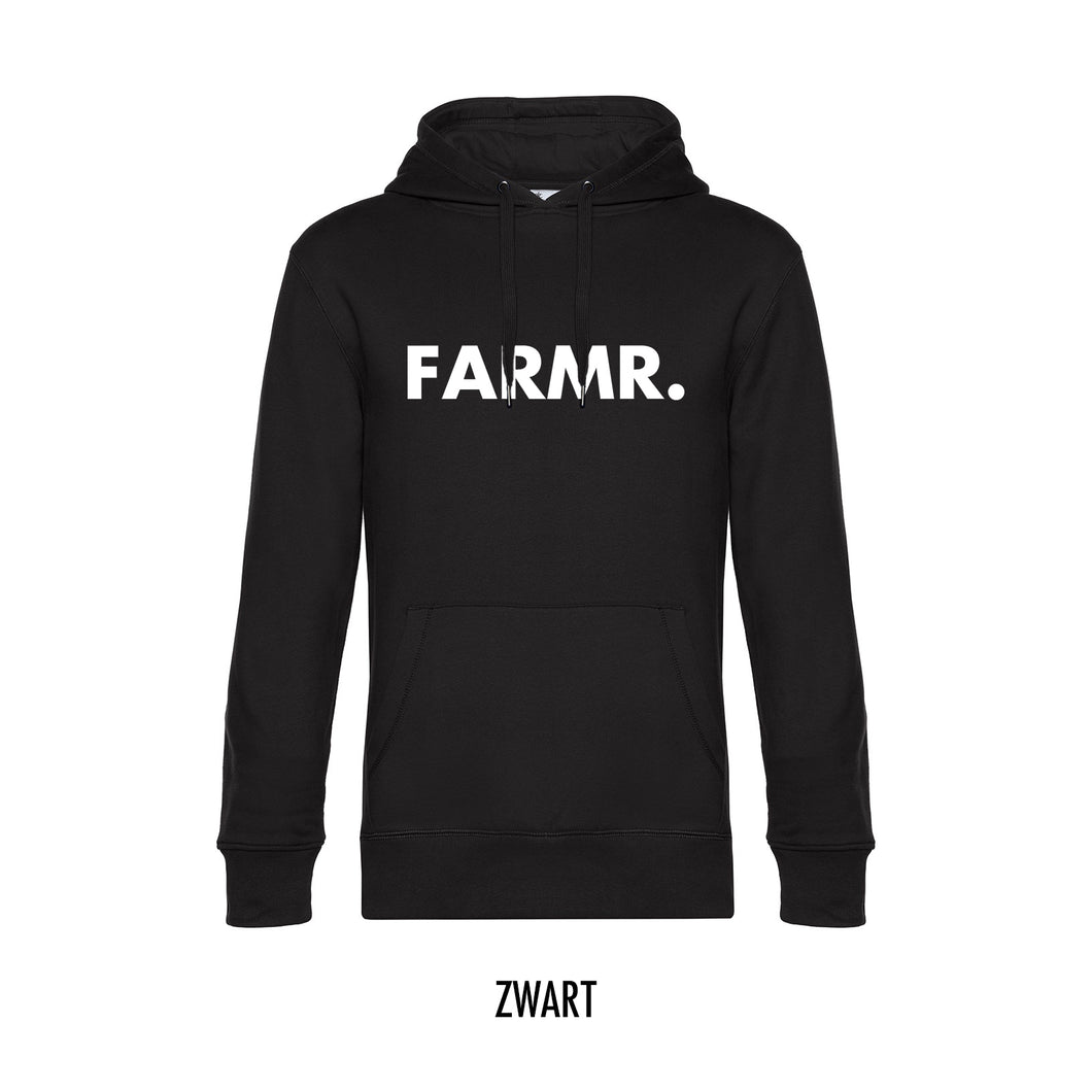 FARMR. Basic Hoodie met grote witte volle letters